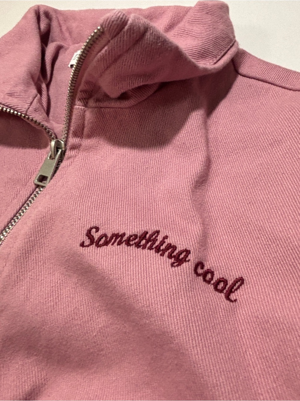 ZARA Girls Pink Cropped Zip Up Jacket Size 8/9 Embroidered Graphic